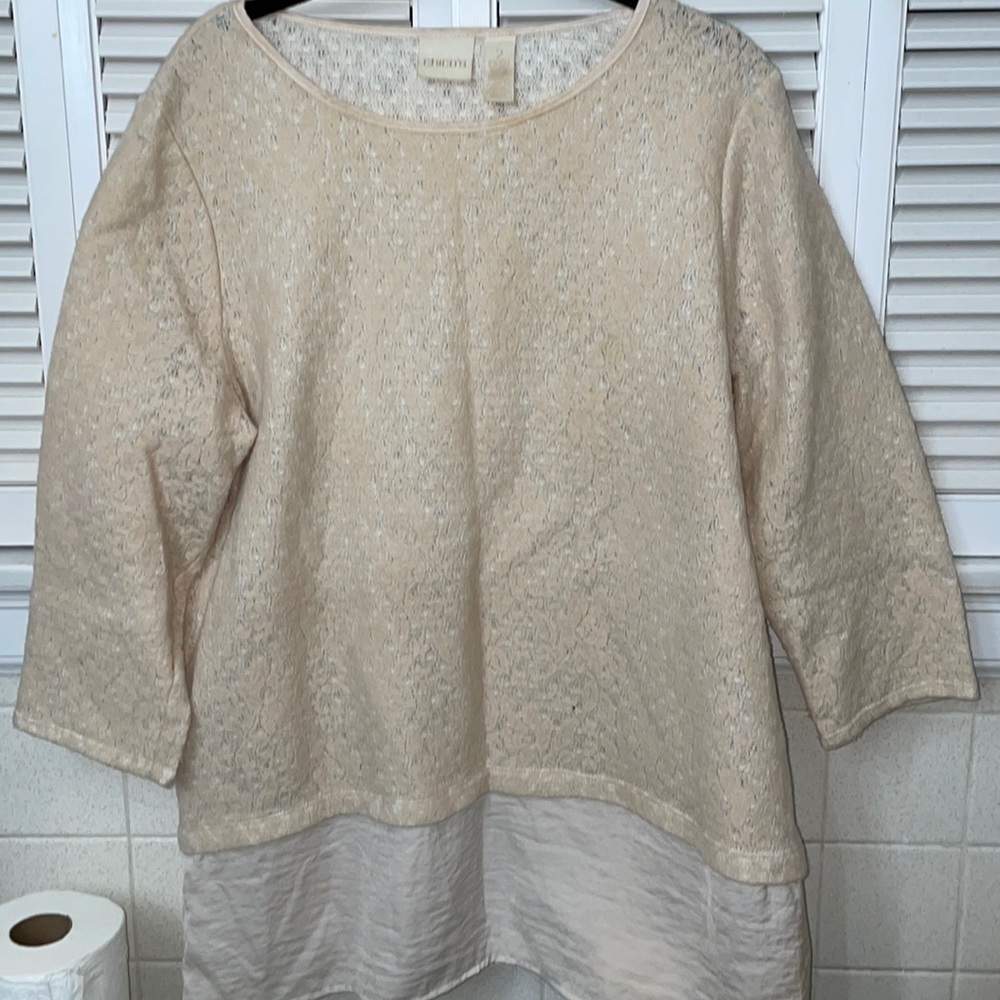 Chicos pastel pink felt knit top
